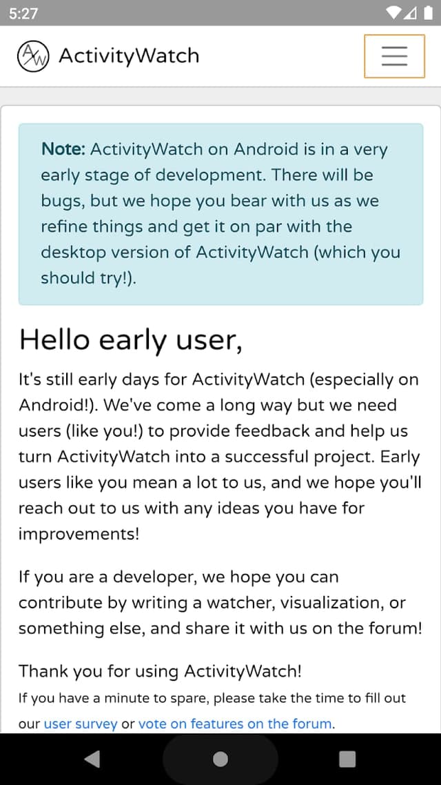 ActivityWatch screenshot 1