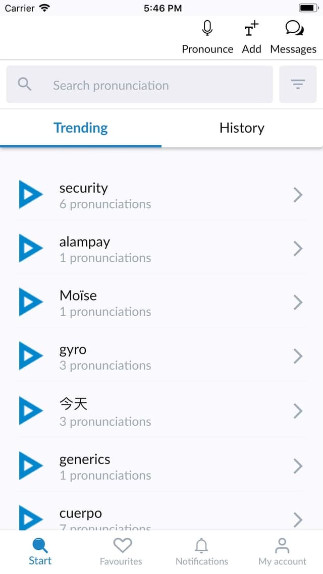 Forvo screenshot 2