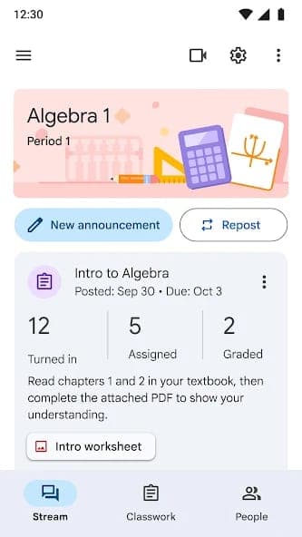 Google Classroom screenshot 2