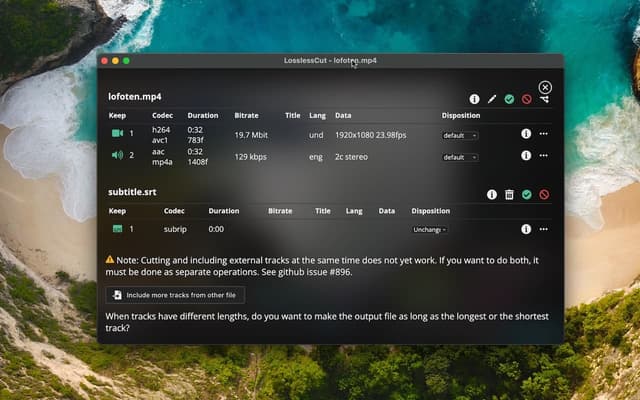 LosslessCut screenshot 3