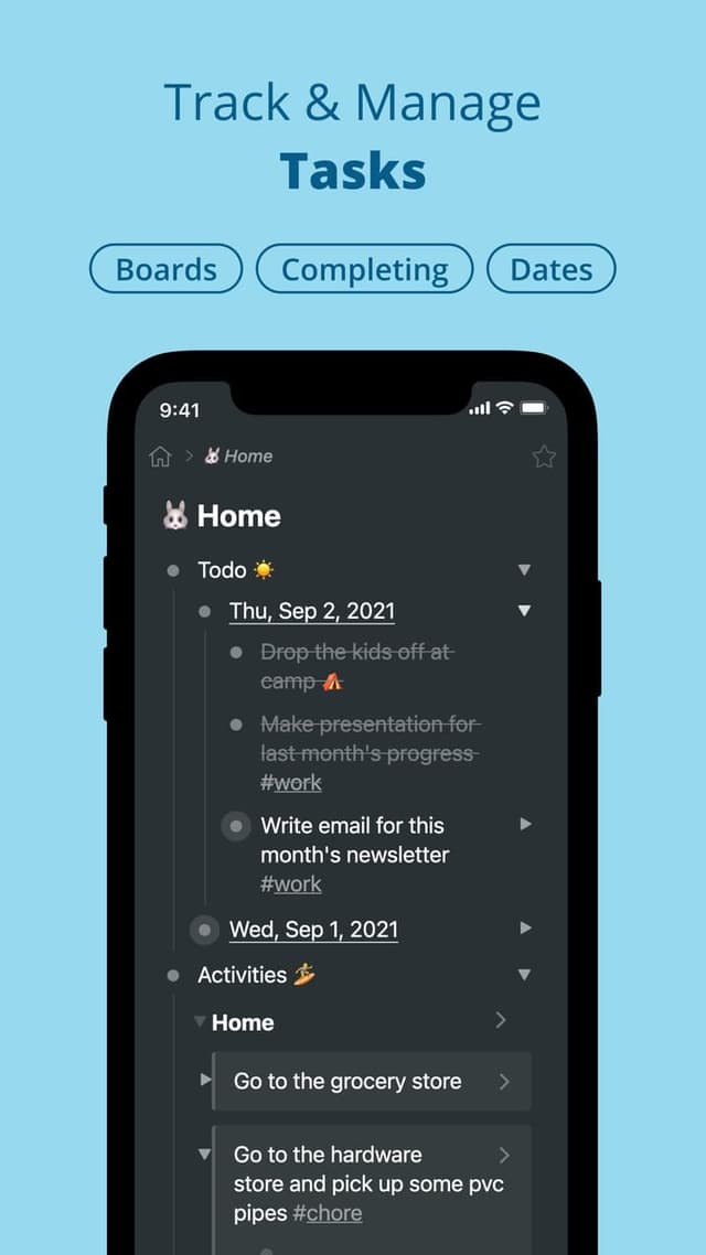 Workflowy screenshot 3